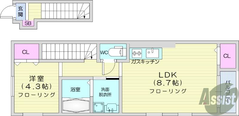 LAUNCH BOX(1LDK/2階)の間取り写真