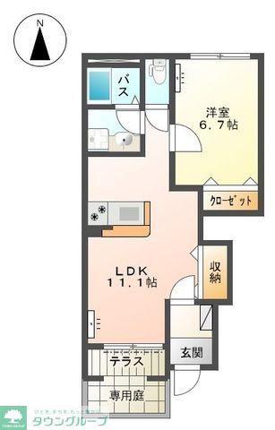 メゾン ラ ティーダ(1LDK/1階)の間取り写真