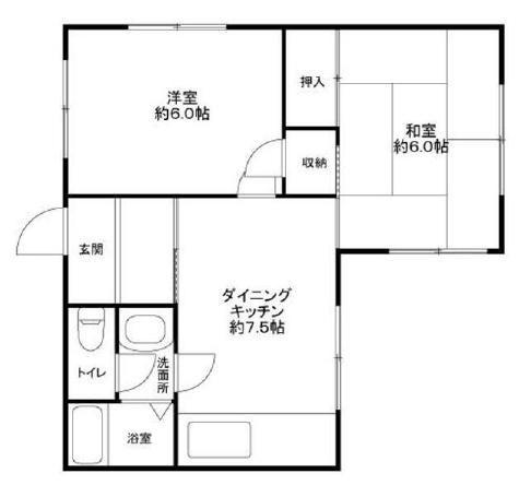 マンションねむの木(2DK/1階)の間取り写真