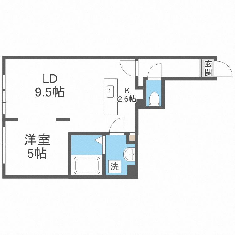 ユニエトワール札幌北9条(1LDK/3階)の間取り写真