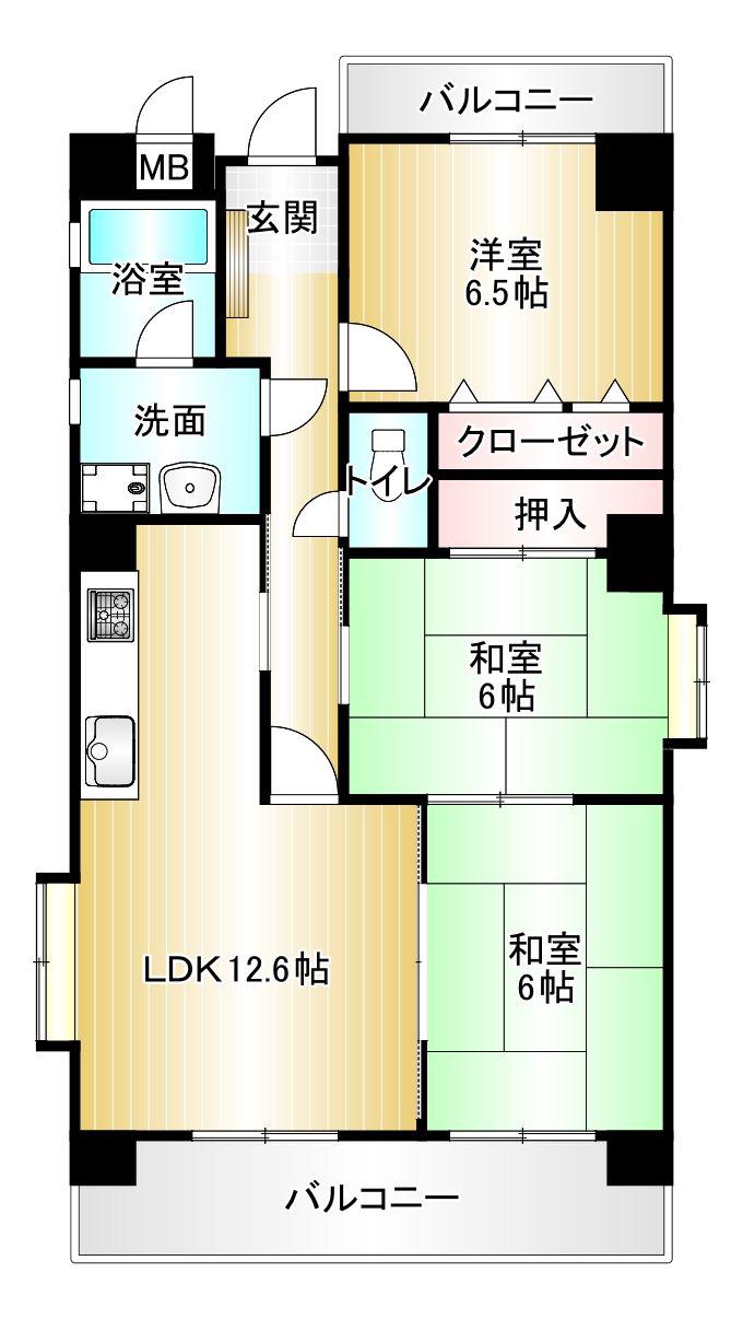 ネオハイツ久留米(4LDK/2階)の間取り写真