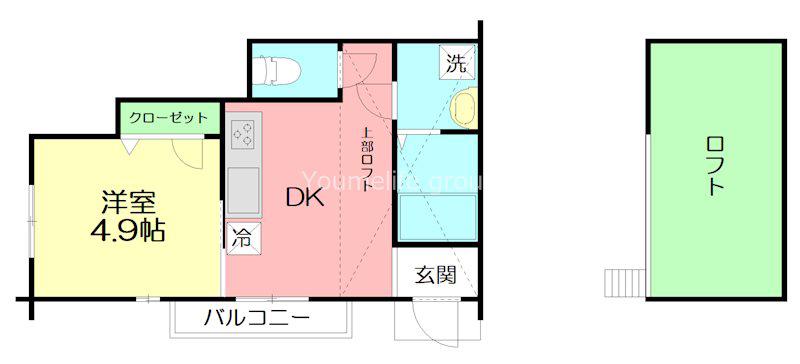 FEEL東海(1DK/1階)の間取り写真