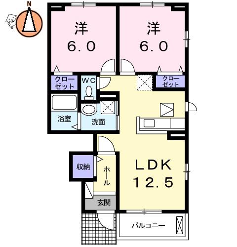 ブランジュ I(2LDK/1階)の間取り写真