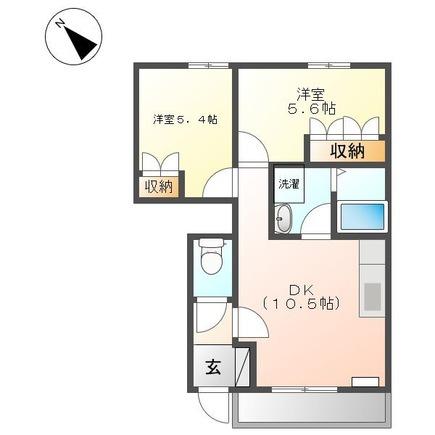 オレンジハイム水尻II(2LDK/1階)の間取り写真