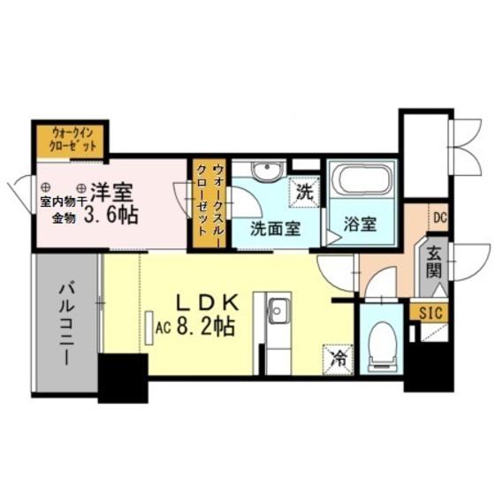 アガティス東静岡(1LDK/6階)の間取り写真