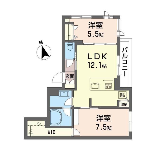 オーキッド(2LDK/1階)の間取り写真