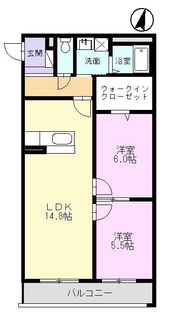 H.I.SOPHIA(2LDK/1階)の間取り写真