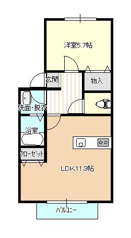 メゾングリシーヌK(1LDK/2階)の間取り写真