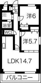 フレンドハイツ城ヶ根(2LDK/3階)の間取り写真