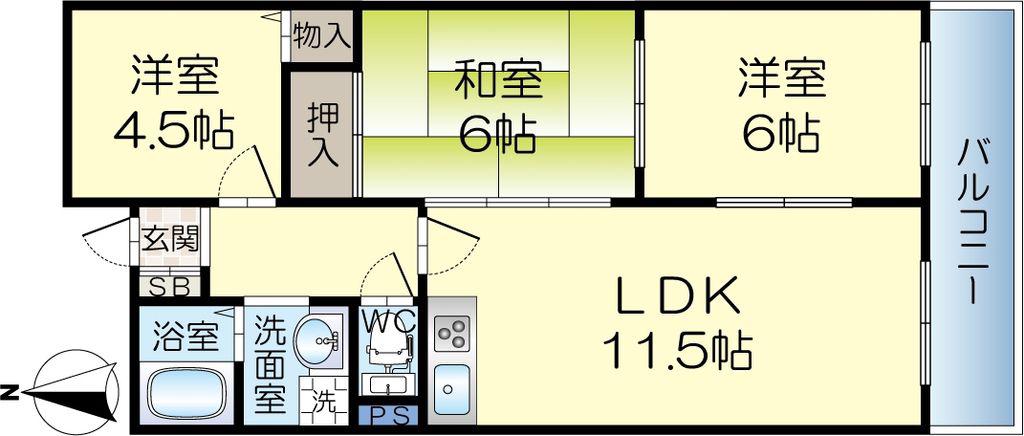 シンフォニア星見(3LDK/3階)の間取り写真