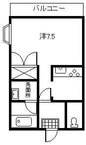 楓壱番館(ワンルーム/2階)の間取り写真