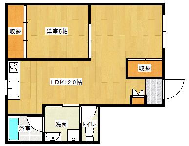 第1滝川ビル(1LDK/4階)の間取り写真