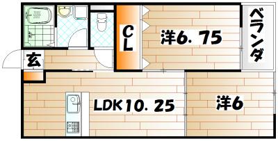 RSRESIDENCE愛宕(2LDK/1階)の間取り写真