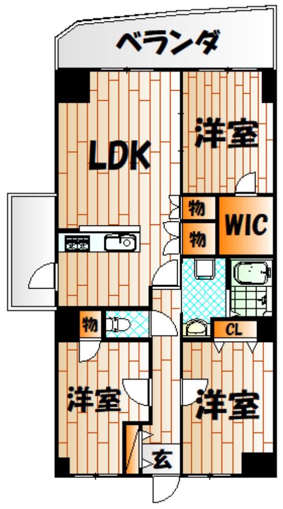 リオグランデ八幡(3LDK/11階)の間取り写真