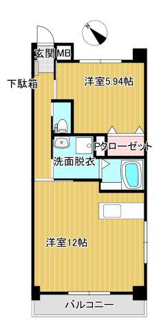 リバーサイド串間天神(1LDK/2階)の間取り写真