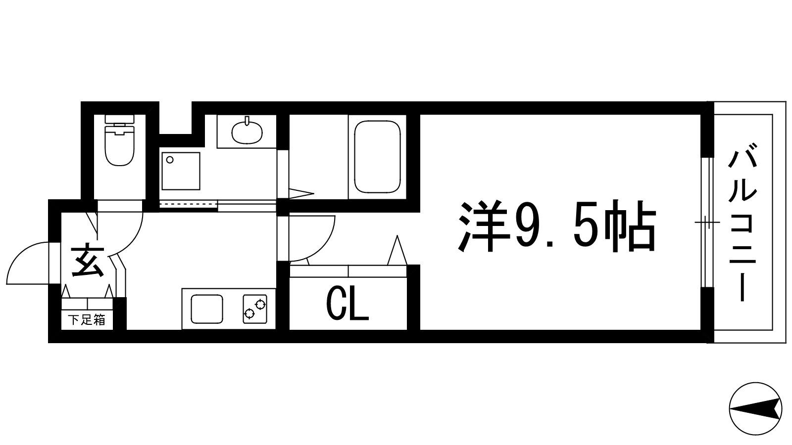 クレアメゾン池田パルテール(1K/3階)の間取り写真