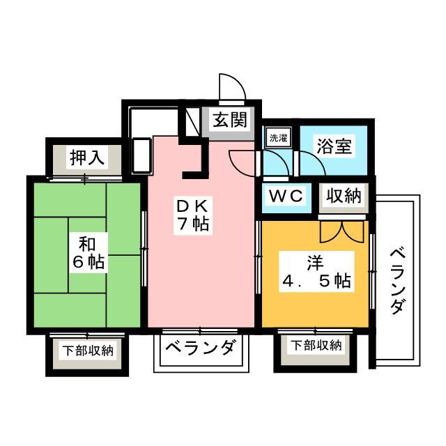 サンフィールドハイツ(2LDK/4階)の間取り写真