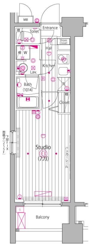 ガーラステーション横浜反町(1K/5階)の間取り写真