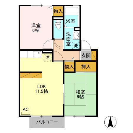VIACLIFF AB(2LDK/1階)の間取り写真