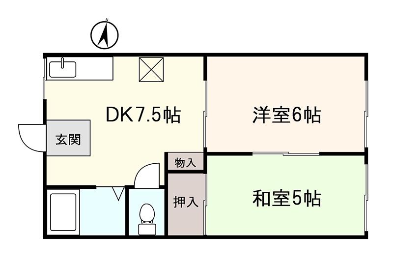 ティストニーII(2DK/2階)の間取り写真