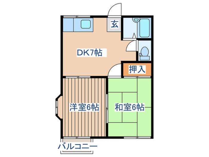 ベルグラン宮城野II(2DK/2階)の間取り写真