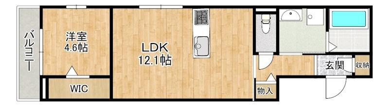 D-ROOM勝部3丁目(1LDK/2階)の間取り写真