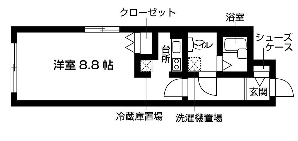 メトロステージS赤塚(1K/2階)の間取り写真