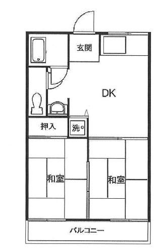 グリーンメドウI(2DK/2階)の間取り写真
