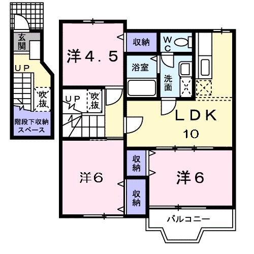 ノーヴァ B(3LDK/2階)の間取り写真
