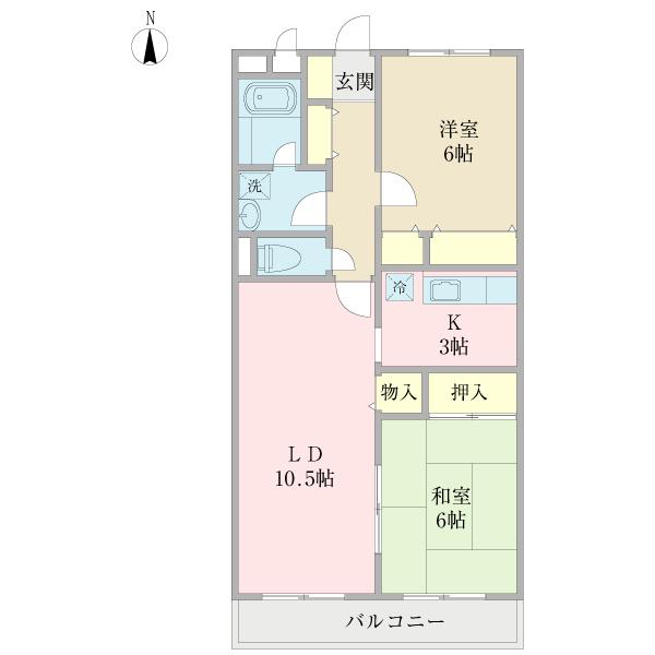 ノルドパラグレッソ(2LDK/2階)の間取り写真