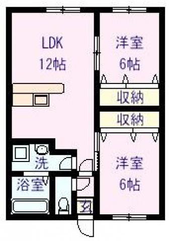 オーエフジイ1号館(2LDK/1階)の間取り写真