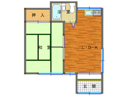 ふみきりコーポ(1DK/1階)の間取り写真