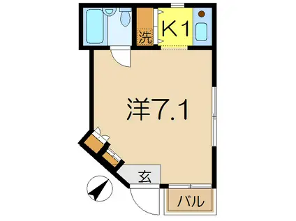ビューテラス横山(1K/2階)の間取り写真