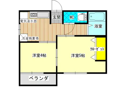 ベルズハイム(2K/2階)の間取り写真