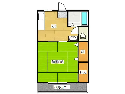 第二松ヶ丘荘(1K/1階)の間取り写真