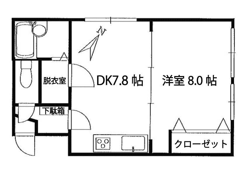 GOODS Ⅰ(1DK/2階)の間取り写真