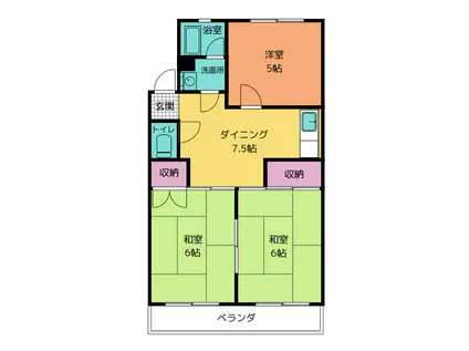 中濃ハイツ(3DK/3階)の間取り写真