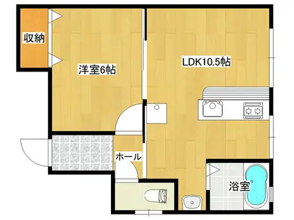 中央通マンション(1LDK/2階)の間取り写真