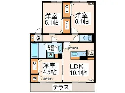グレース ソシア(3LDK/1階)の間取り写真