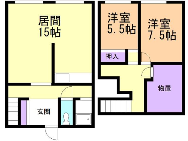 登別マンション(2LDK/1階)の間取り写真