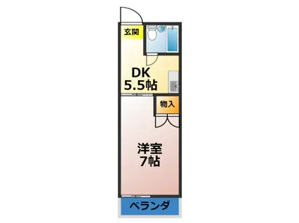 グリーンガーデン(1DK/1階)の間取り写真