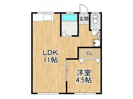 川端マンション(1LDK/1階)の間取り写真