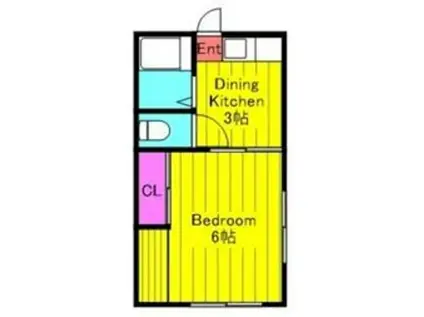 石垣アパート(1DK/2階)の間取り写真