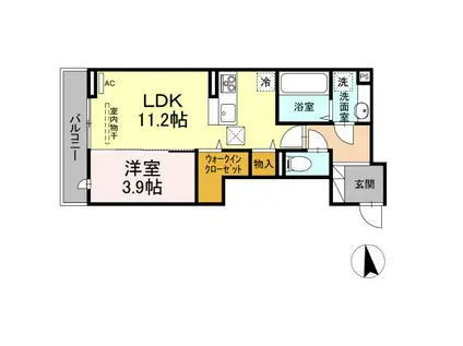 D-ROOMときめき東 102(1LDK/1階)の間取り写真