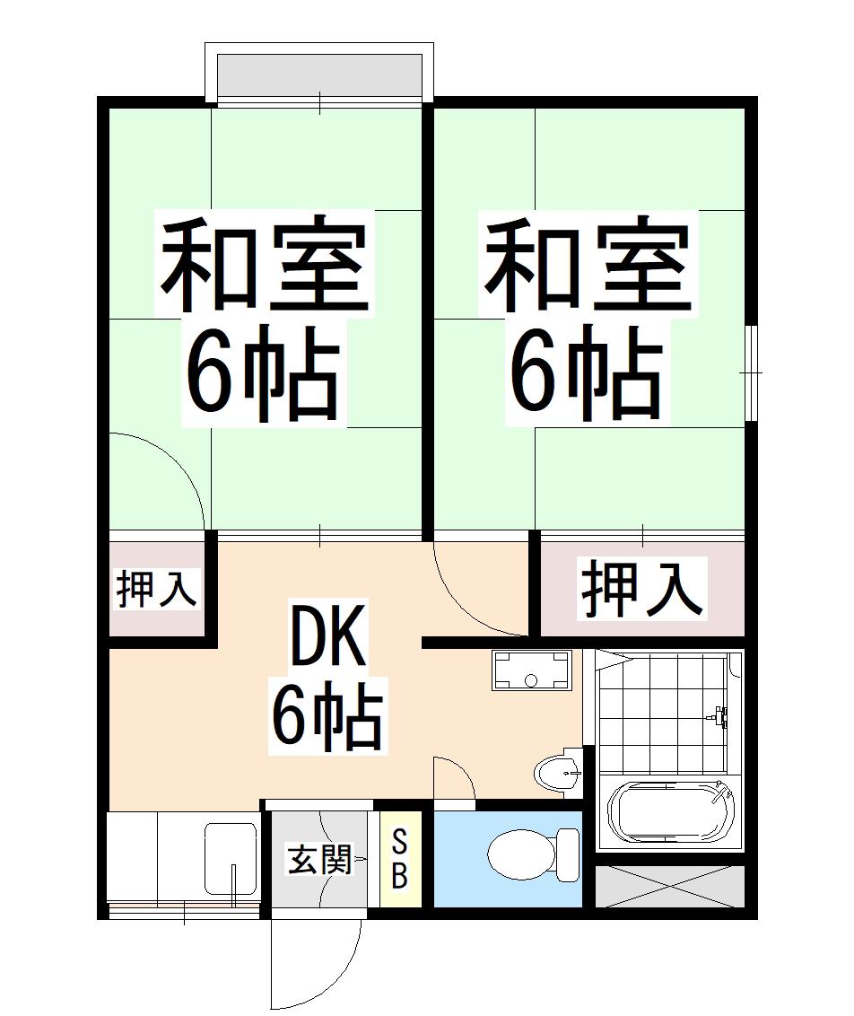 ヘルメス山田(2DK/2階)の間取り写真