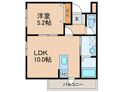 BROTE雅(1LDK/2階)の間取り写真