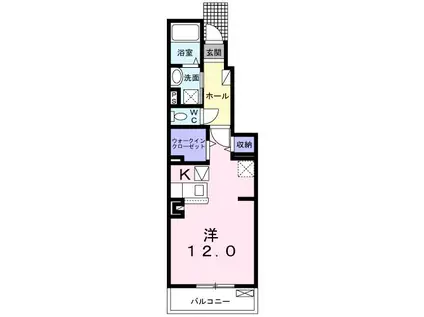 シダーコート(ワンルーム/1階)の間取り写真