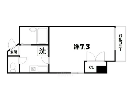 ブランネージュ四条大宮(1K/8階)の間取り写真