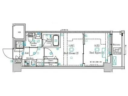 ラフィスタ亀有(2K/4階)の間取り写真
