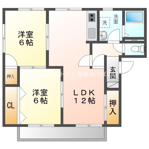 グリーンハイツ鈴木A棟(2LDK/2階)の間取り写真